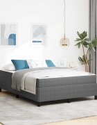 vidaXL Рамка за легло с матрак Светлосиво 140 x 190 cm текстил