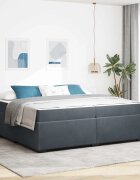 vidaXL Рамка за легло с матрак Тъмен сив 200 x 200 cm текстил