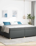 vidaXL Рамка за легло с матрак Тъмен сив 200 x 200 cm текстил