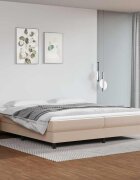 vidaXL Рамка за легло с пружини капучино 200x200 см изкуствена кожа