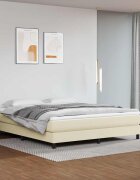 vidaXL Рамка за легло с пружини кремава 160x200 см изкуствена кожа