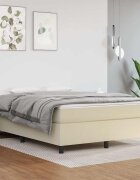 vidaXL Рамка за легло с пружини кремава140x200 см изкуствена кожа