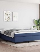 vidaXL Рамка за легло с пружини синя 180x200 см плат