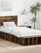 vidaXL Рамка за легло с рафт Димян дъб 90 x 200 cm Инженерна дървесина