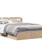 vidaXL Рамка за легло с табла 150x200 см борово дърво масив