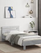 vidaXL Рамка за легло с табла бетонно сива 90x200 см инженерно дърво