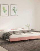 vidaXL Рамка за легло с табла без матрак розова 200x200 см кадифе