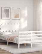 vidaXL Рамка за легло с табла бяла 120х200 см масивно дърво