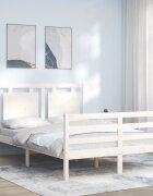 vidaXL Рамка за легло с табла бяла 120х200 см масивно дърво