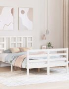 vidaXL Рамка за легло с табла бяла 120х200 см масивно дърво