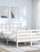 vidaXL Рамка за легло с табла бяла 120х200 см масивно дърво