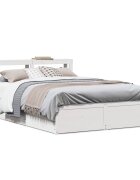 vidaXL Рамка за легло с табла бяла 120x190 см борово дърво масив