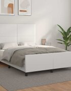 vidaXL Рамка за легло с табла бяла 140x190 см изкуствена кожа