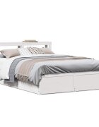 vidaXL Рамка за легло с табла бяла 140x190 см масивно дърво