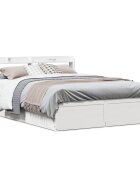 vidaXL Рамка за легло с табла бяла 140x190 см масивно дърво