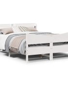 vidaXL Рамка за легло с табла бяла 150x200 см борово дърво масив