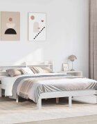 vidaXL Рамка за легло с табла бяла 150x200 см борово дърво масив