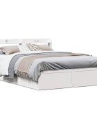 vidaXL Рамка за легло с табла бяла 160х200 см бор масив