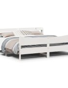 vidaXL Рамка за легло с табла бяла 180x200 см борово дърво масив