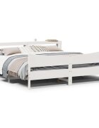 vidaXL Рамка за легло с табла бяла 180x200 см борово дърво масив