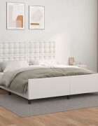 vidaXL Рамка за легло с табла бяла 180x200 см изкуствена кожа