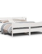 vidaXL Рамка за легло с табла бяла 200x200 см бор масив