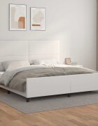 vidaXL Рамка за легло с табла бяла 200x200 см изкуствена кожа