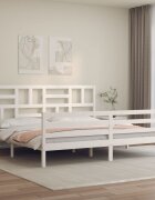 vidaXL Рамка за легло с табла бяла 200x200 см масивно дърво