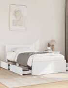 vidaXL Рамка за легло с табла бяла 75x190 см инженерно дърво