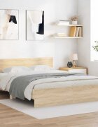 vidaXL Рамка за легло с табла дъб сонома 150x200 см