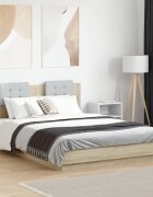 vidaXL Рамка за легло с табла дъб сонома 150x200 см инженерно дърво