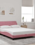 vidaXL Рамка за легло с табла Dover розова 140x200 см кадифе