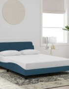 vidaXL Рамка за легло с табла Dover синя 120x200 см кадифе