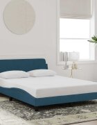 vidaXL Рамка за легло с табла Dover синя 140x200 см кадифе