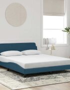 vidaXL Рамка за легло с табла Dover синя 160x200 см кадифе