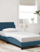 vidaXL Рамка за легло с табла Dover синя 90x200 см кадифе