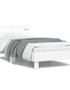 vidaXL Рамка за легло с табла и LED осветление бяла 100x200 см