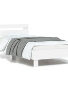 vidaXL Рамка за легло с табла и LED осветление бяла 90x200 см