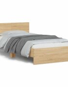 vidaXL Рамка за легло с табла и LED осветление дъб сонома 100x200 см