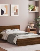 vidaXL Рамка за легло с табла кафяв дъб 120x200 см