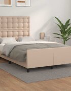 vidaXL Рамка за легло с табла капучино 120x200 см изкуствена кожа