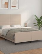 vidaXL Рамка за легло с табла капучино 140x190 см изкуствена кожа