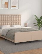 vidaXL Рамка за легло с табла капучино 140x200 см изкуствена кожа