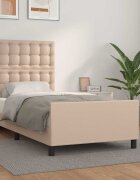 vidaXL Рамка за легло с табла капучино 90x190 см изкуствена кожа