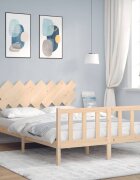 vidaXL Рамка за легло с табла King Size масивно дърво