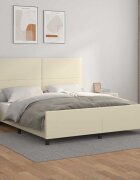 vidaXL Рамка за легло с табла кремава 160x200 см изкуствена кожа