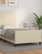 vidaXL Рамка за легло с табла кремава 90x200 см изкуствена кожа