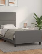 vidaXL Рамка за легло с табла сива 100x200 см изкуствена кожа
