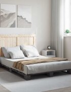 vidaXL Рамка за легло с табла сива 140х200 см бор масив