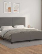vidaXL Рамка за легло с табла сива 200x200 см изкуствена кожа